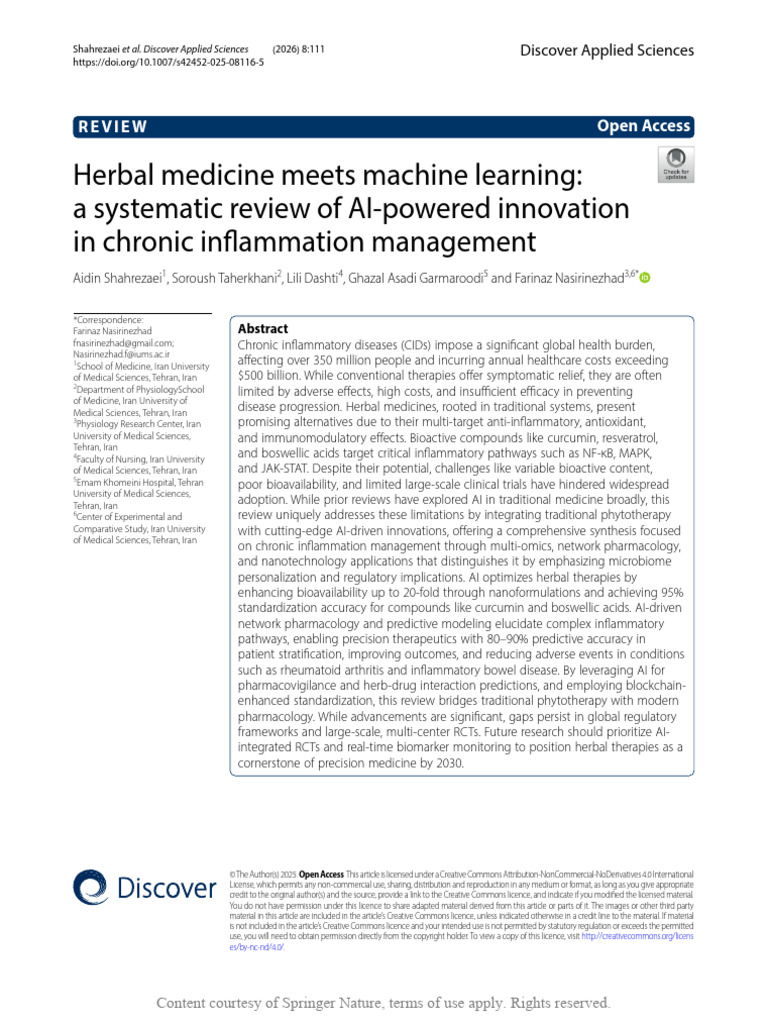 Herbal Medicine Meets Machine Learning A Systemati | PDF | Personalized ...