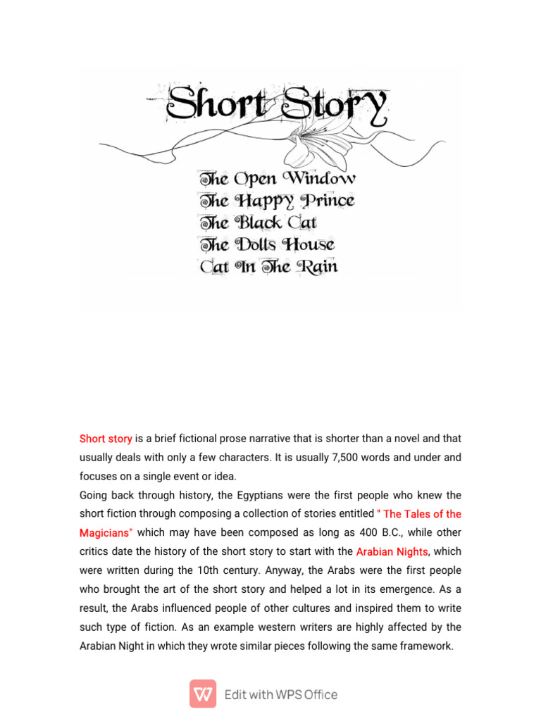 Short Stories Summary | PDF