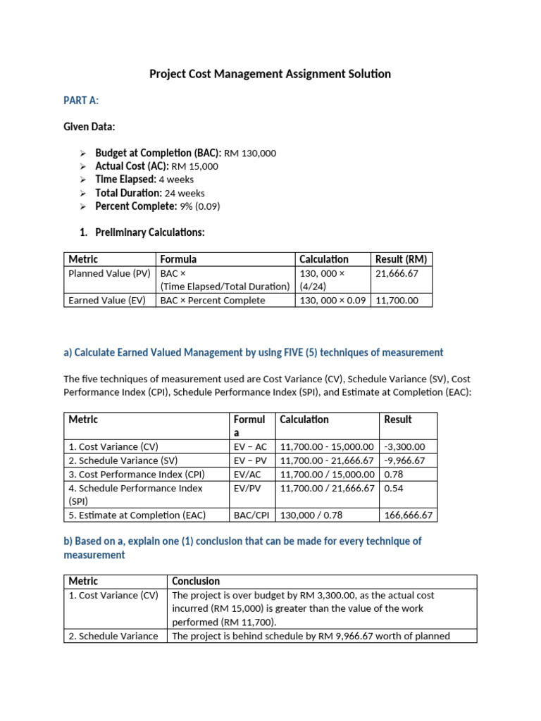Assignmnet 4-Earn Value | PDF