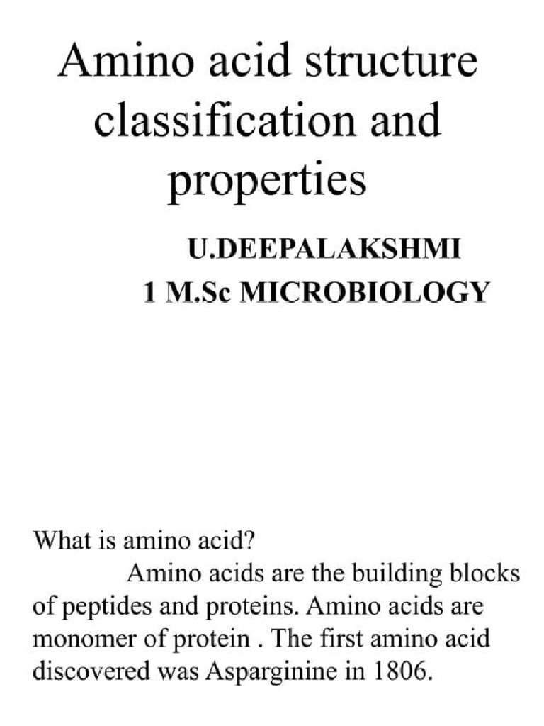 Amino Acid Structure Classification and Properties | PDF