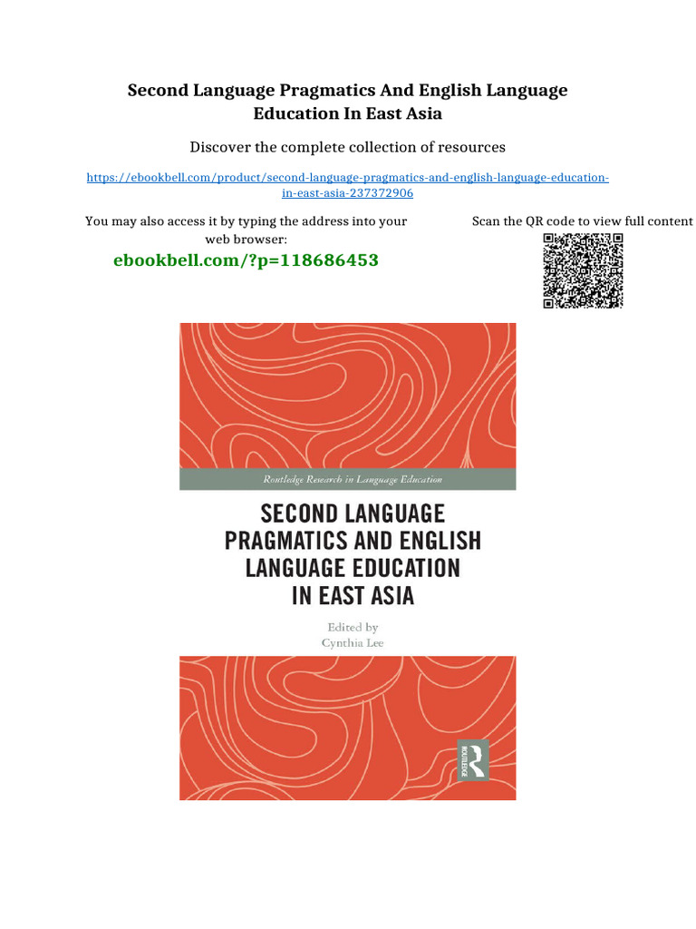 Second Language Pragmatics and English Language Education in East Asia ...