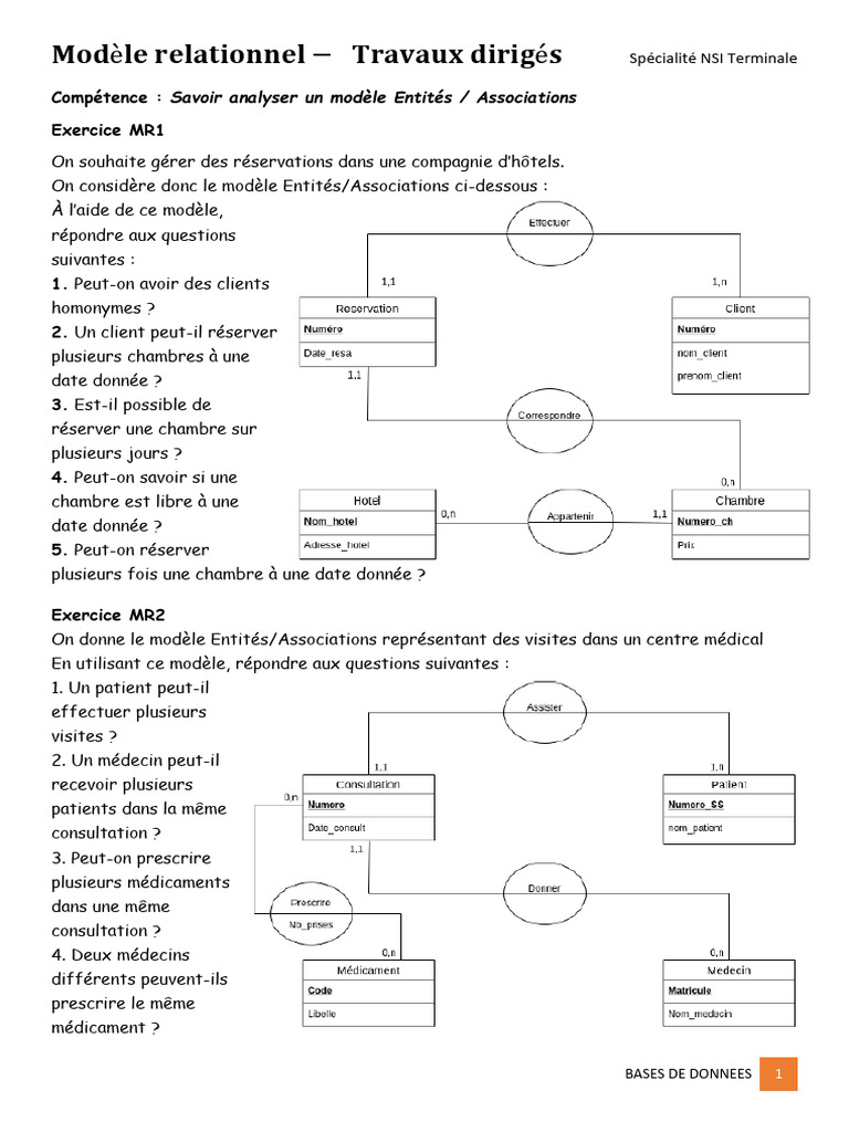 BDD Modele Relationnel TD | PDF | Bases de données | Modèle relationnel