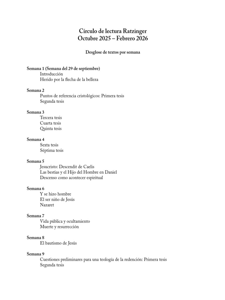 Ratzinger 2025-26 Desglose Textos | PDF