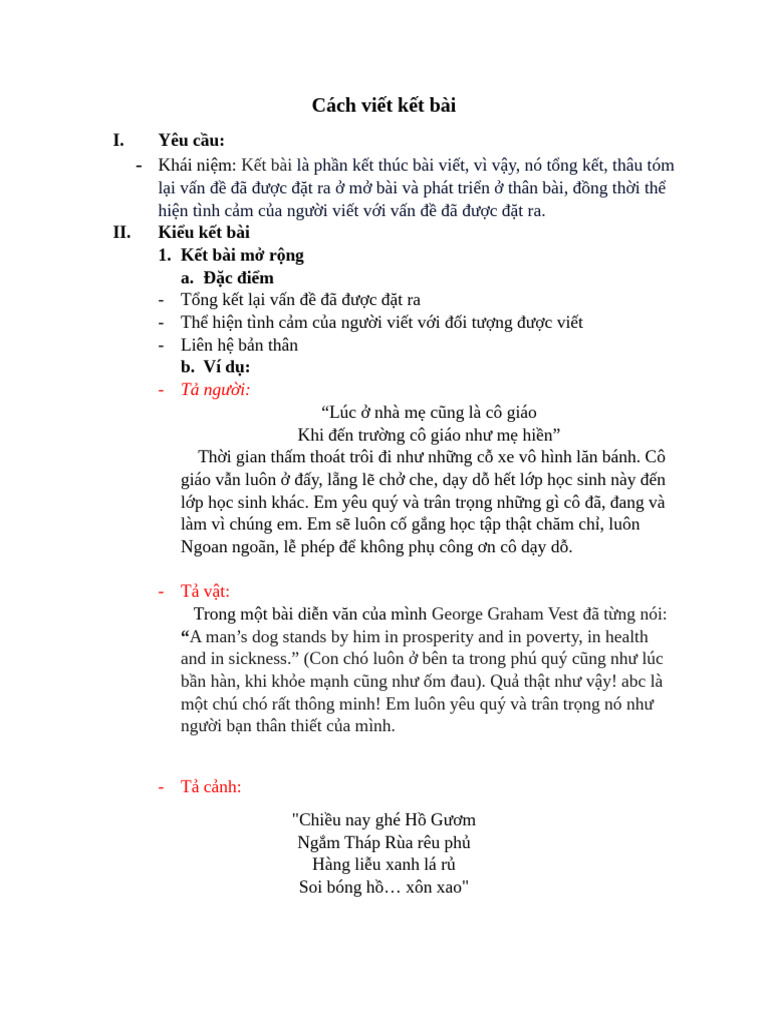 Cách Viết Kết Bài | PDF