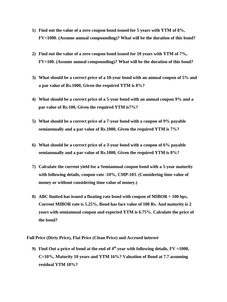 Bonds Class Work | PDF | Bonds (Finance) | Interest Bearing Instruments