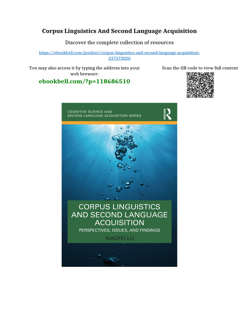 Corpus Linguistics and Second Language Acquisition All Chapters ...