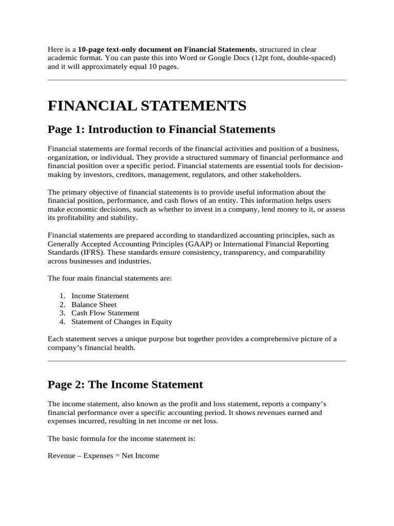 Financial Statements | PDF | Equity (Finance) | Income Statement