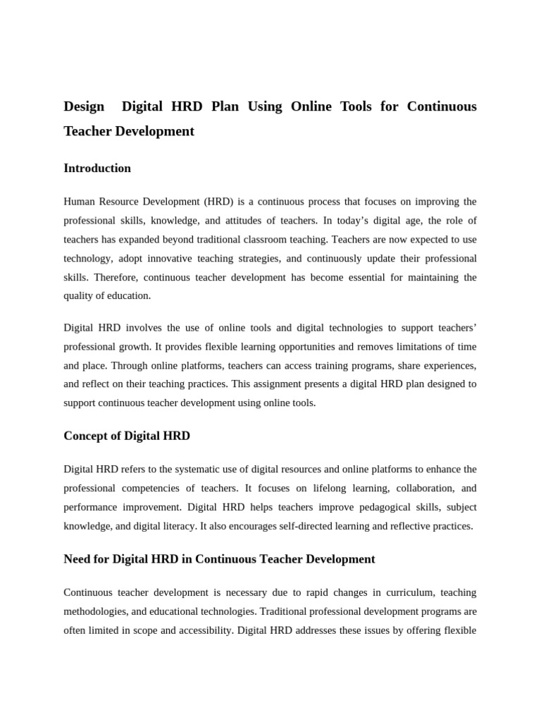Design Digital HRD Plan Using Online Tools For Continuous Teacher ...