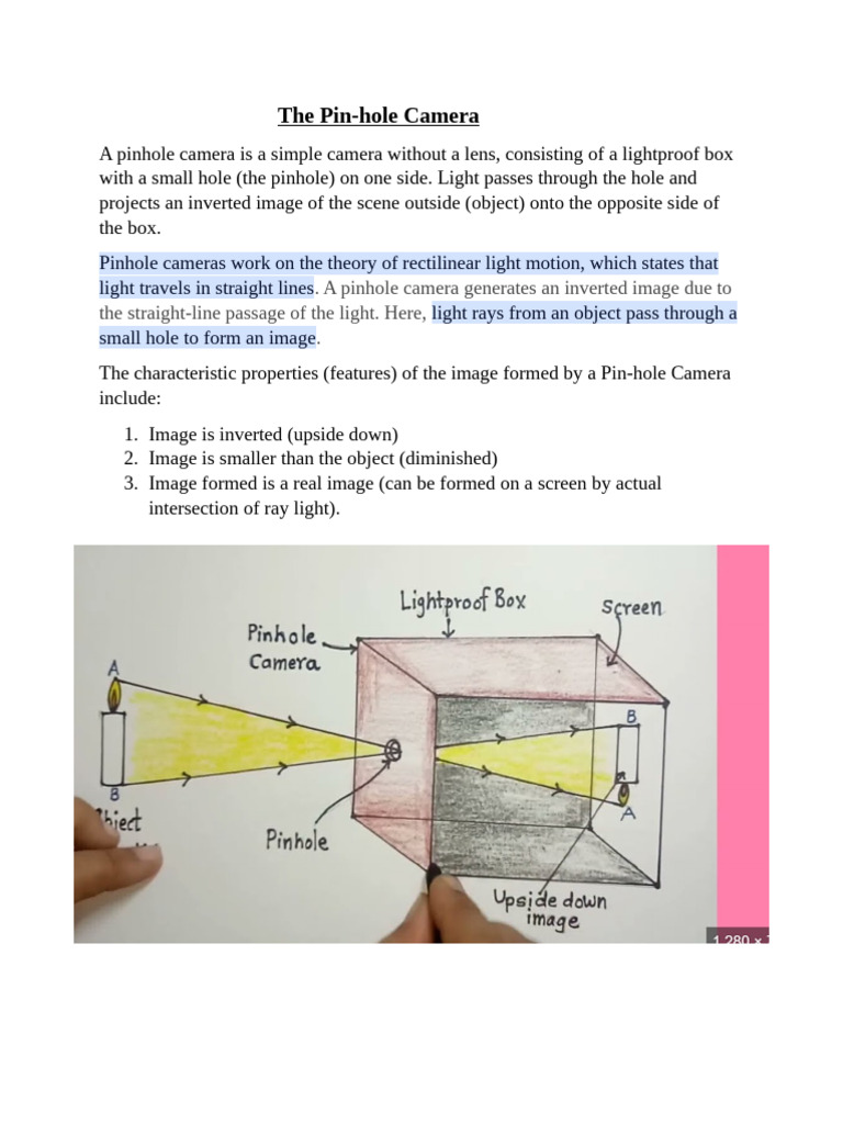 The Pin Hole Camera | PDF | Light | Physics