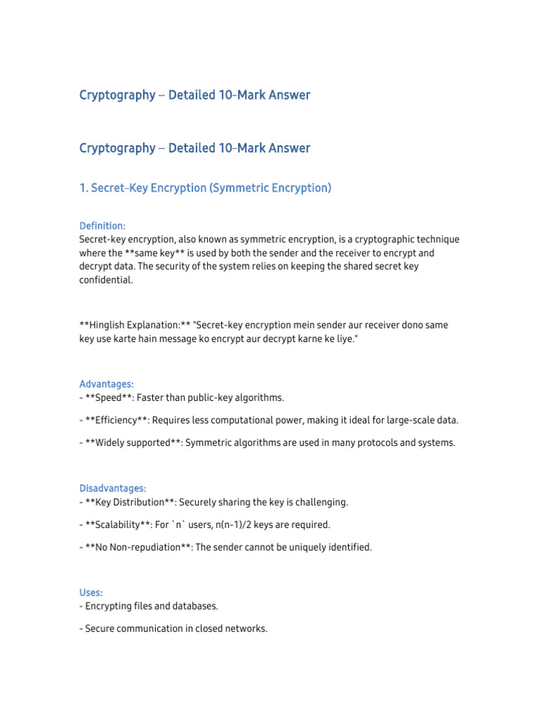 Cryptography 10 Marks Detailed Answer-1 | PDF | Encryption | Key ...