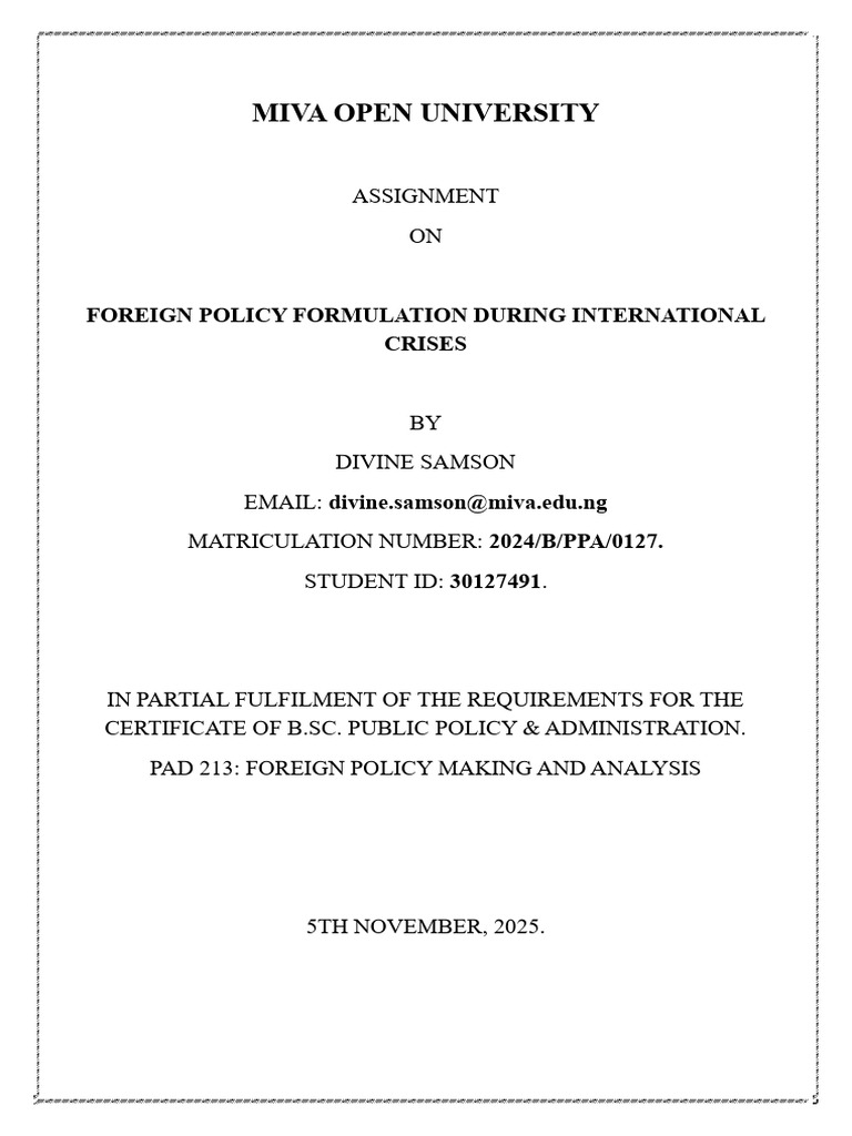 Foreign Policy Formulation During International Crises | PDF | Policy ...