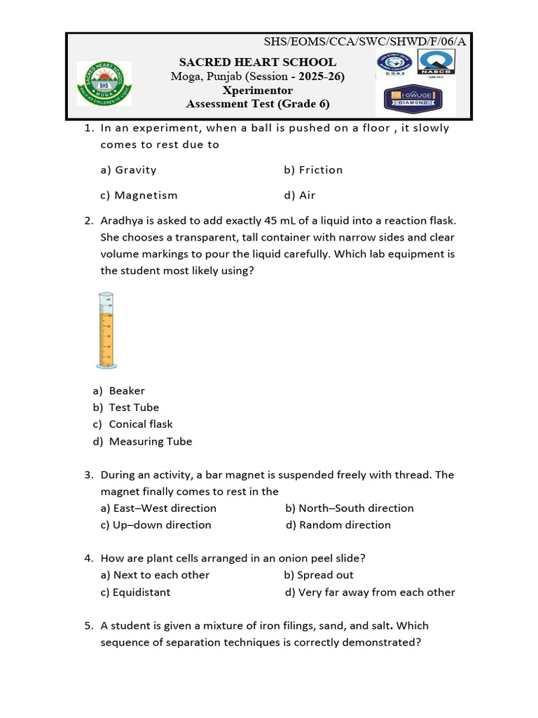 Class - 6 Practical Exam Set A | PDF | Water | Flowers