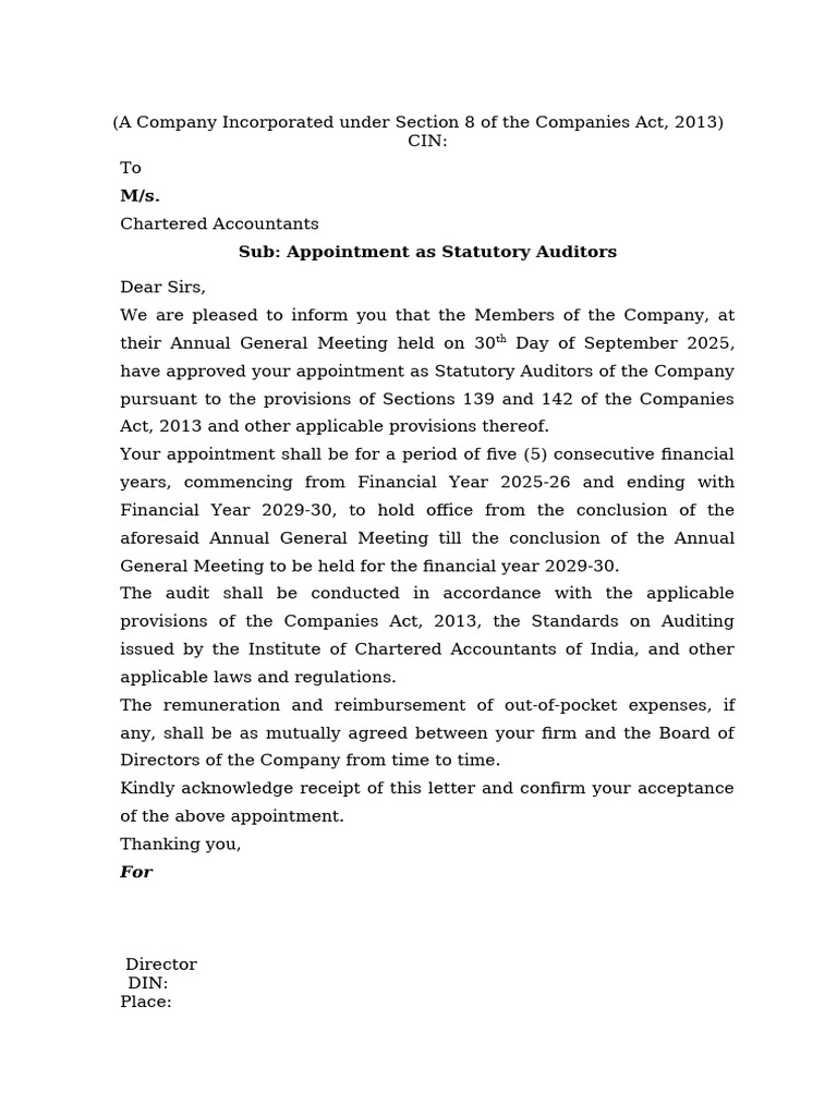 Auditor Reappointment Communication | PDF