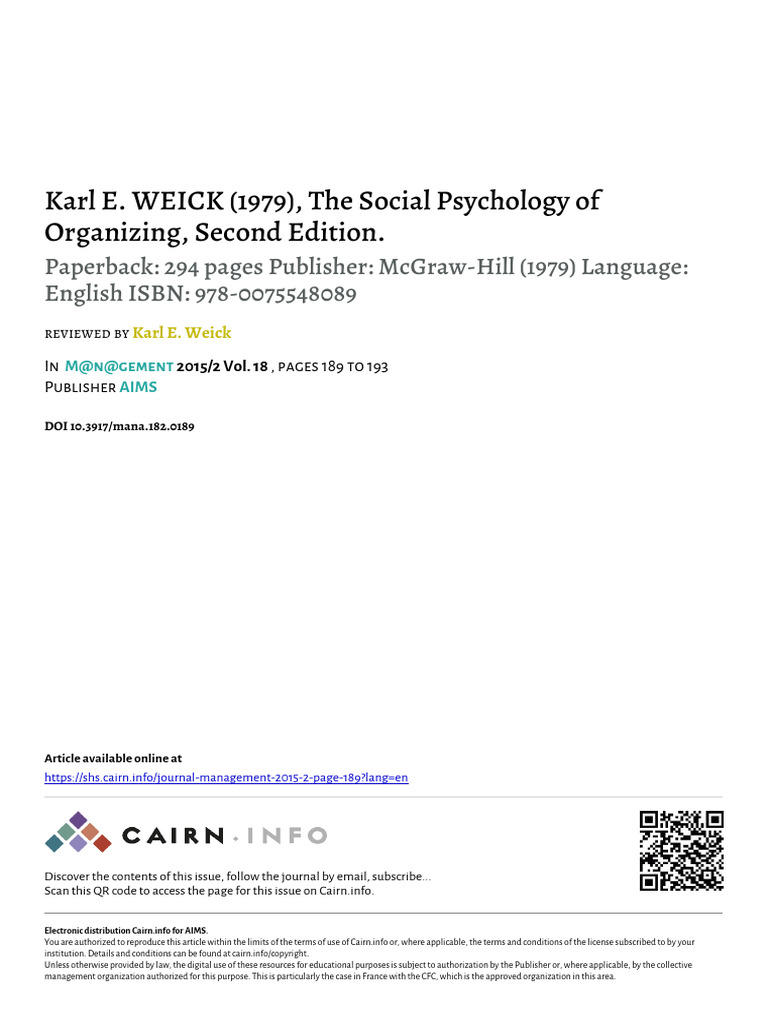 Weick 2015 Karl e Weick 1979 The Social Psychology of Organizing Second ...