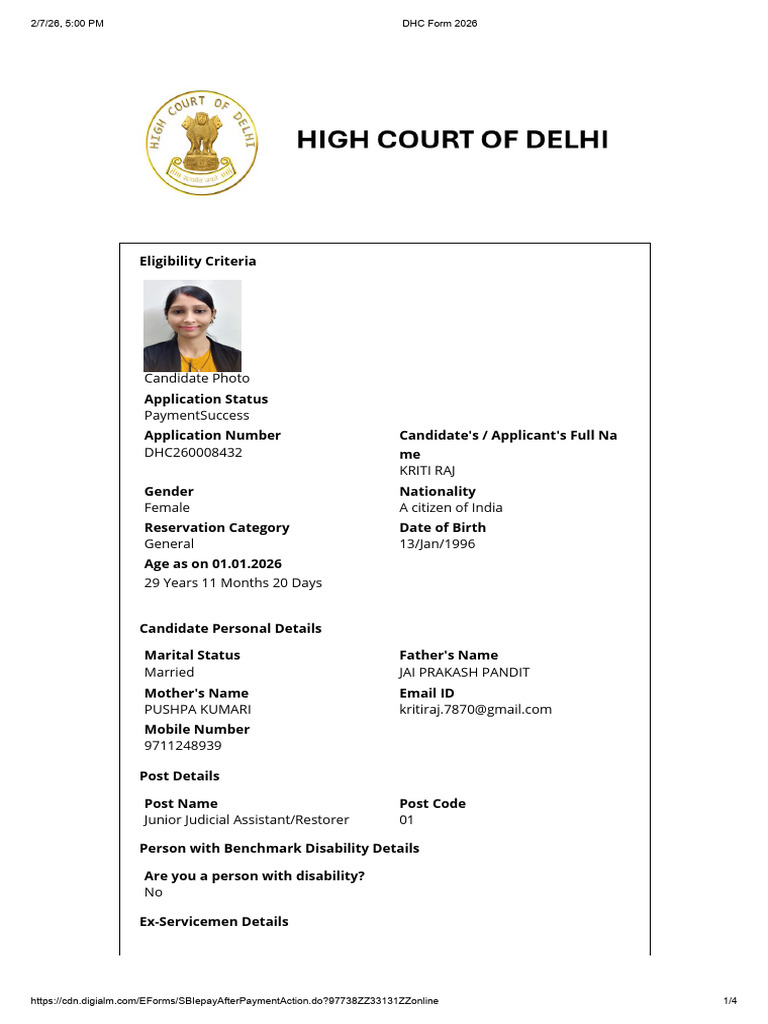 DHC Form 2026 | PDF