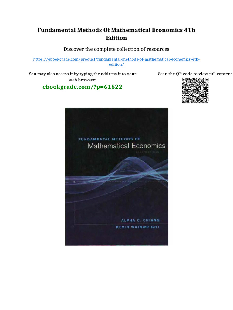 Fundamental Methods of Mathematical Economics 4th Edition sample | PDF ...
