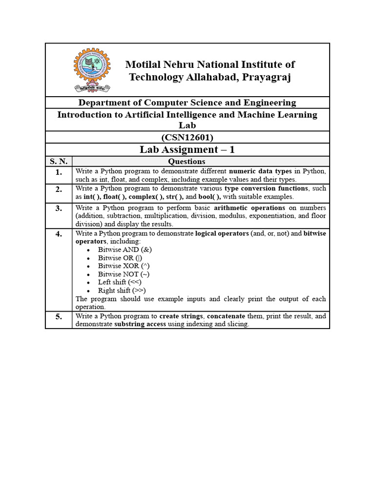 1 Aiml Lab Assignment - 1 (1) | PDF