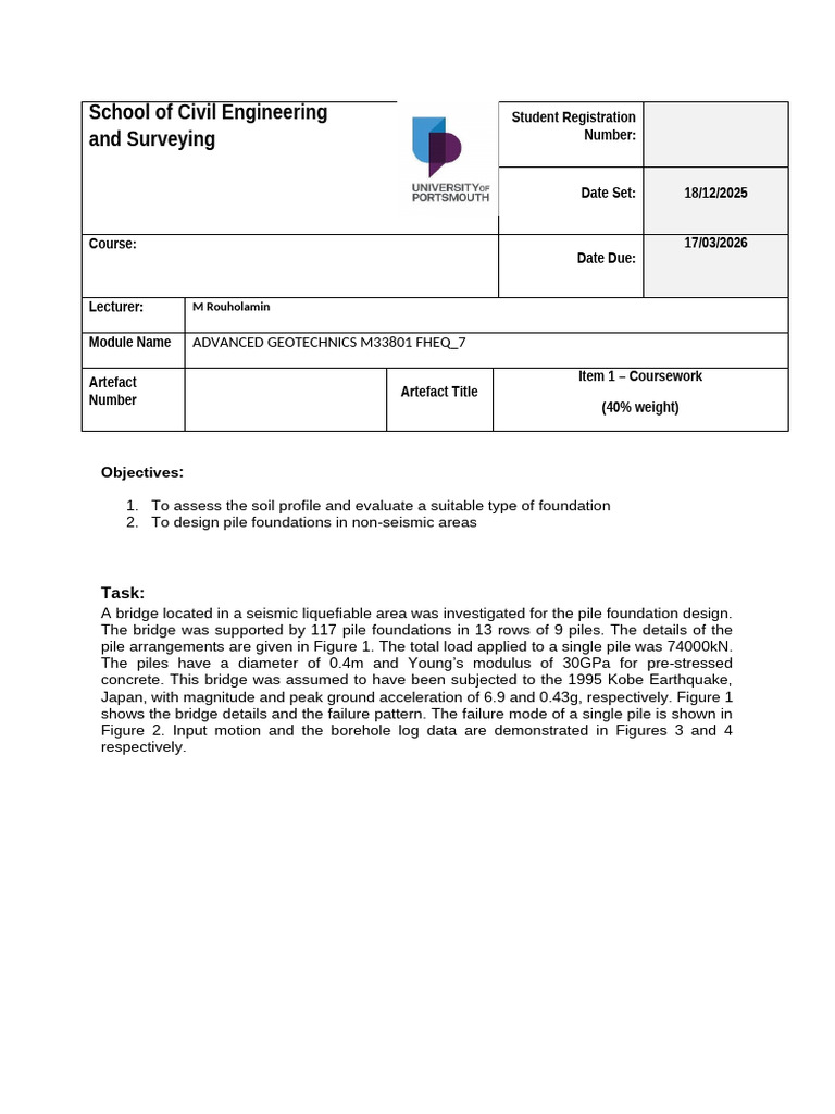 M33801- Item 1 - coursework-2025-26 | PDF | Knowledge | Geotechnical ...