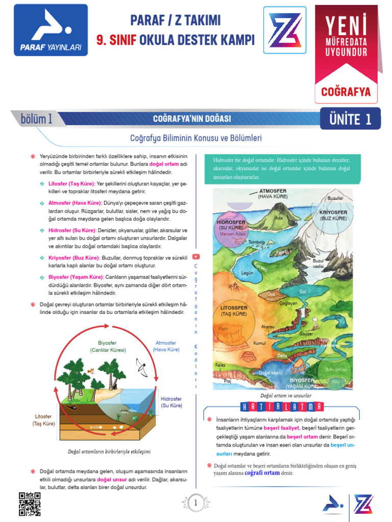 9 Sinif Cografya 1 Donem Genel Tekrar | PDF