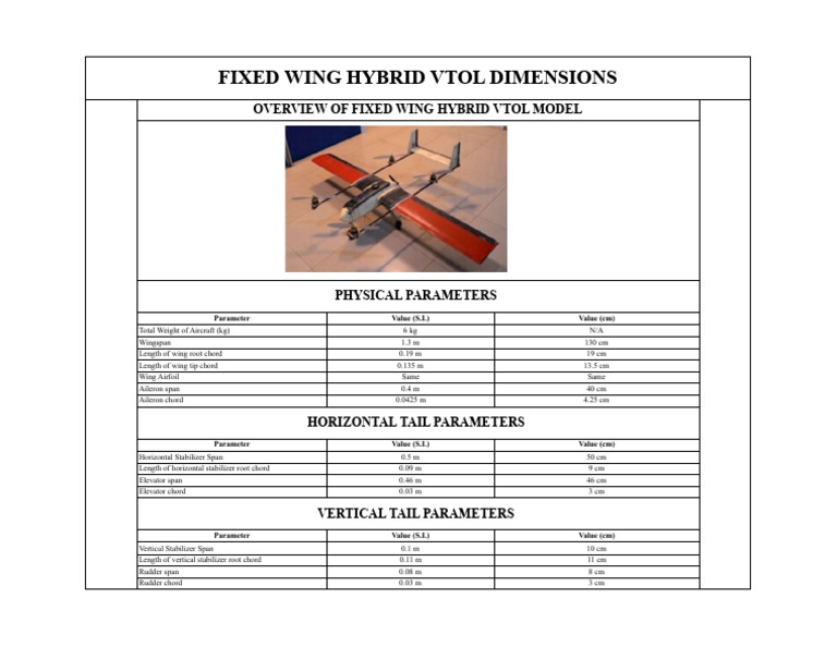 Vtol Design & Dimensions - Sheet1 | PDF