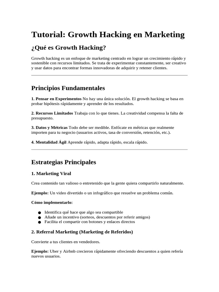 Tutorial de Growth Hacking en Marketing (I) | PDF | Marketing
