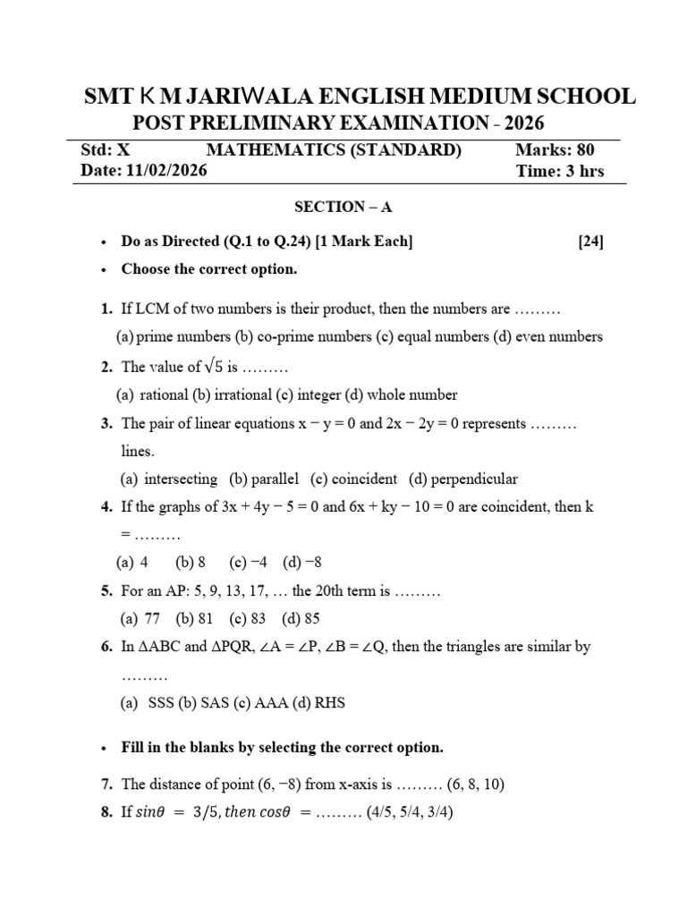 Maths Standard 2026 | PDF | Circle | Area