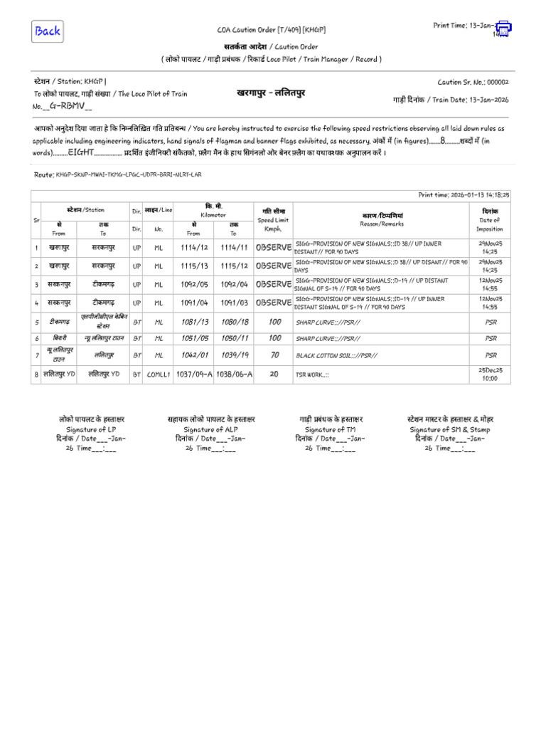 COA Station Caution Order | PDF