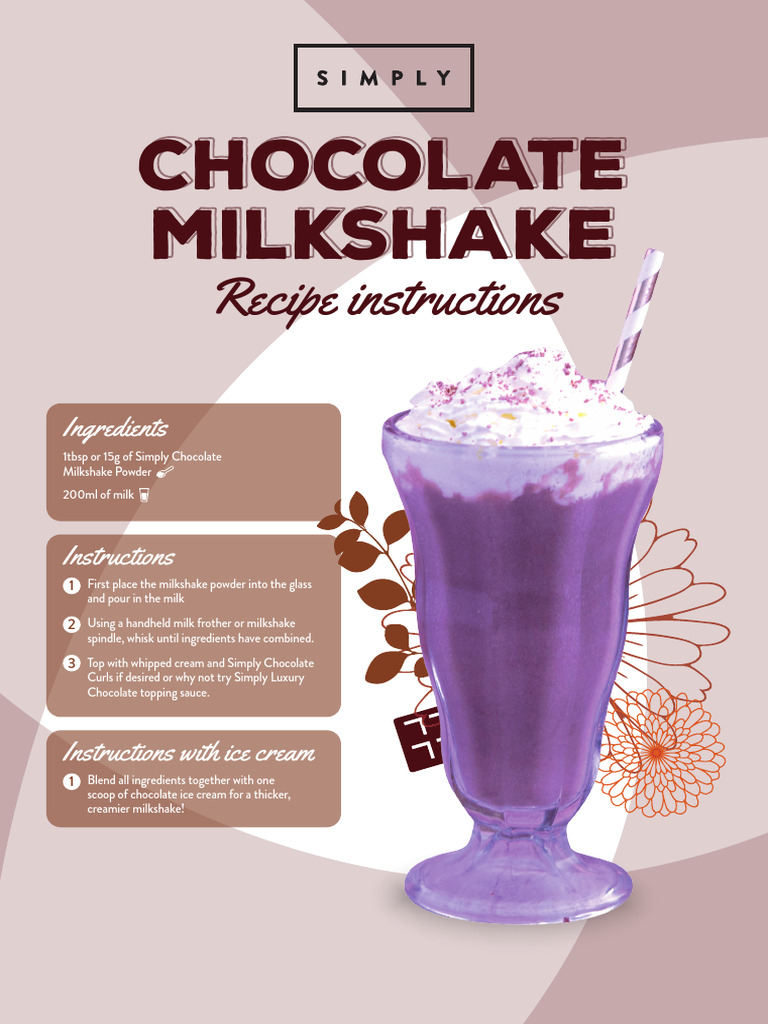 Chocolate Milkshake Recipe Card | PDF
