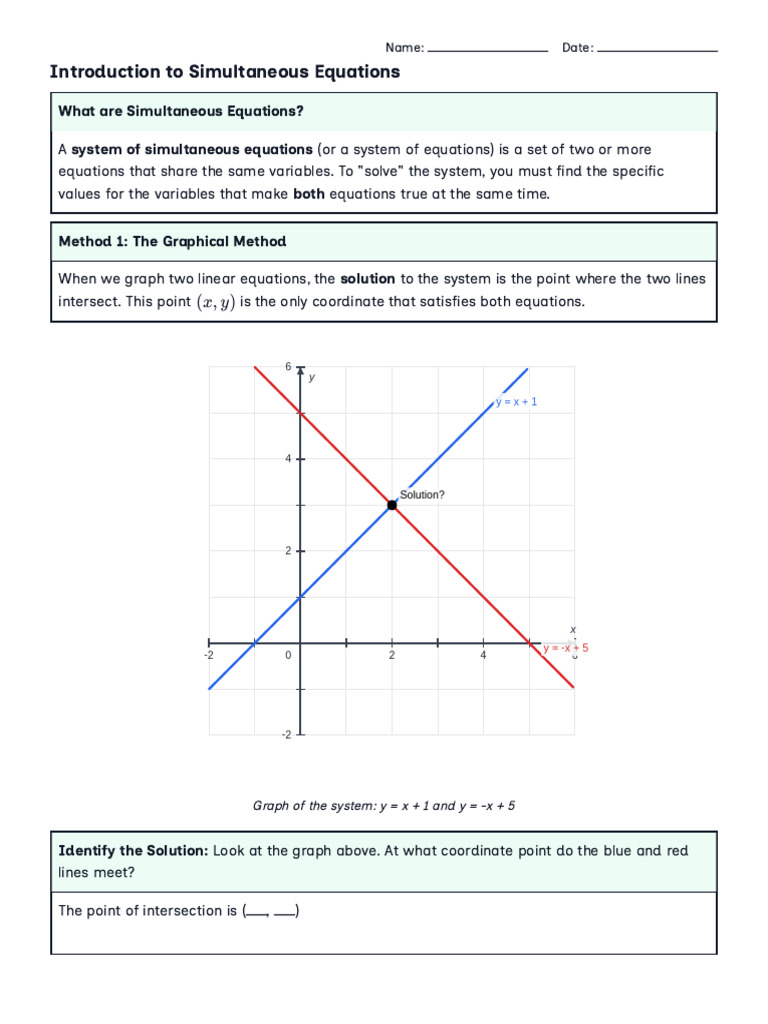 Solving Simultaneous Equations Methods and Applications | PDF ...