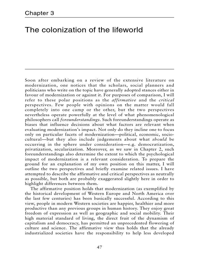 CH - 3 CDP The Colonization of Lifeworld | PDF | Jürgen Habermas ...