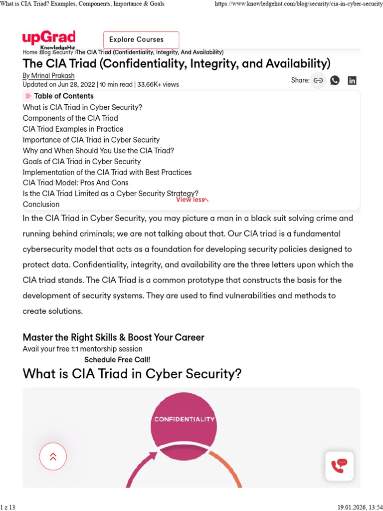 What Is CIA Triad - Examples, Components, Importance & Goals | PDF ...
