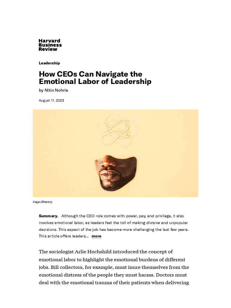 Emotional Labor of Leadership | PDF | Corporate Social Responsibility