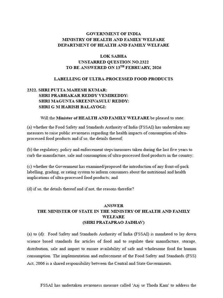 Labelling of Ultra-Processed Food Products | PDF | Food Safety ...