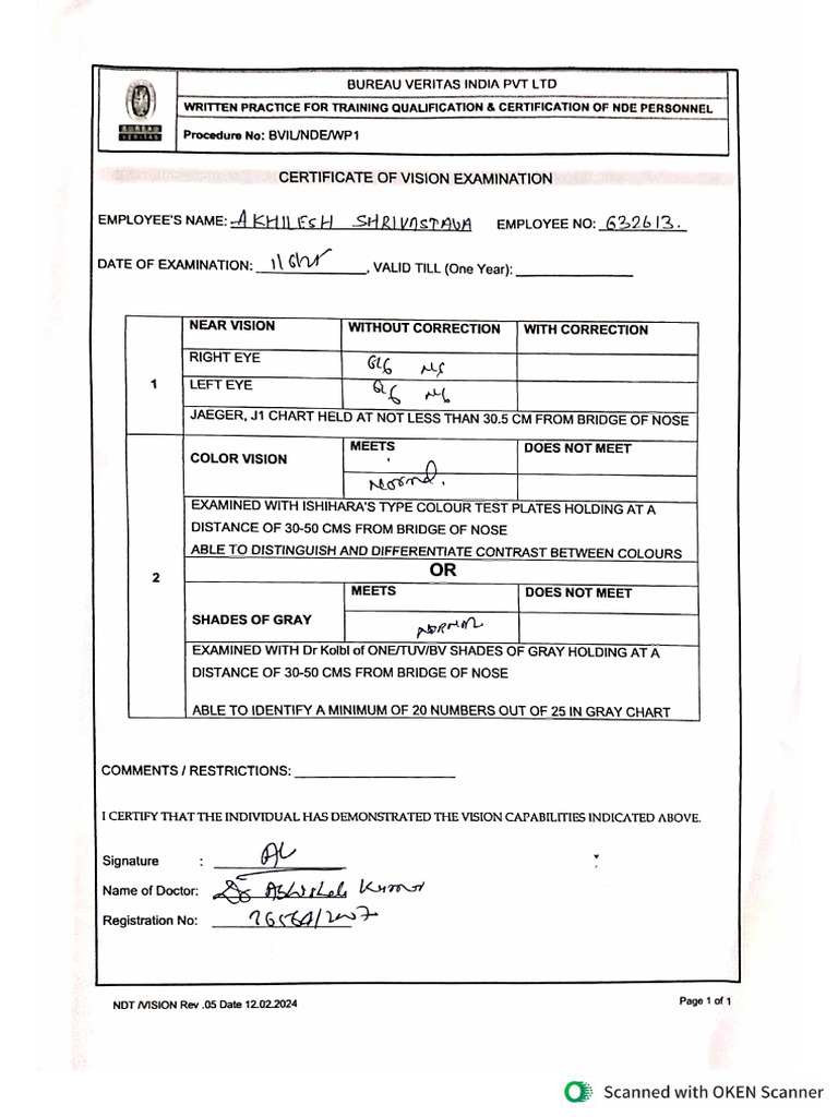 Akhilesh Shrivastava Vision Certificate | PDF