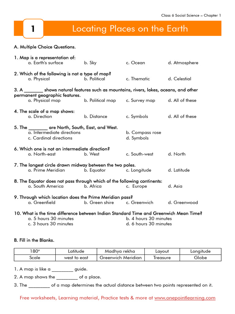 Chapter 1 Locating Places On The Earth Worksheet | PDF | Latitude ...