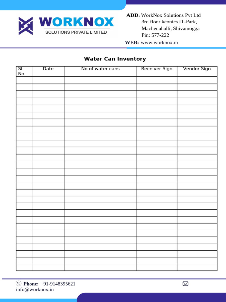 Water Can Inventory | PDF