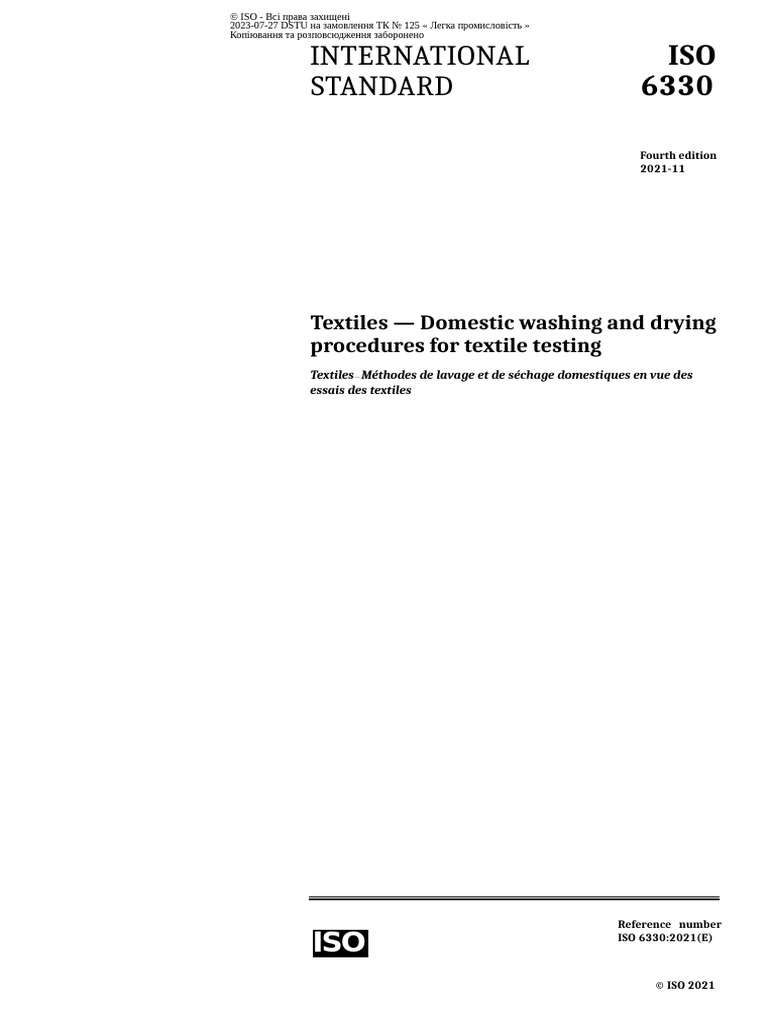 ISO 6330 2021 Ed.4 - Id.75934 Publication PDF (En) | PDF | Clothes ...