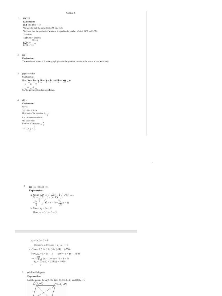 Sample Paper Ans Key | PDF