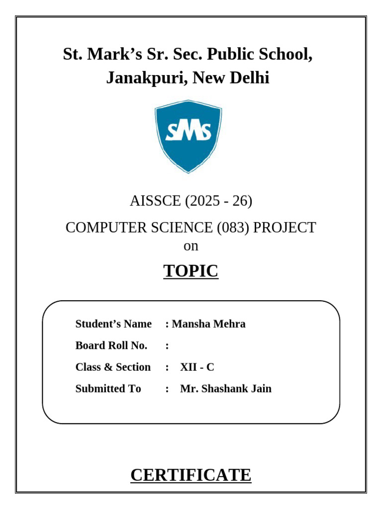 Project File CS CLASS XII | PDF | Comma Separated Values | Computer ...