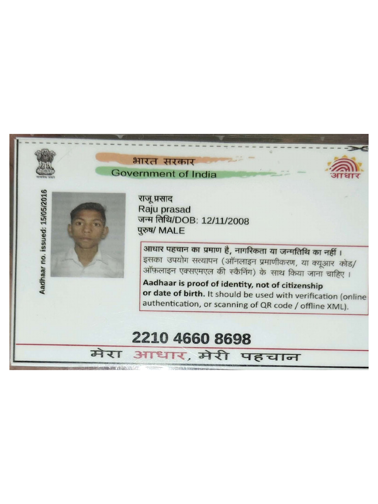 Raju Prasad. Aadhar Card | PDF