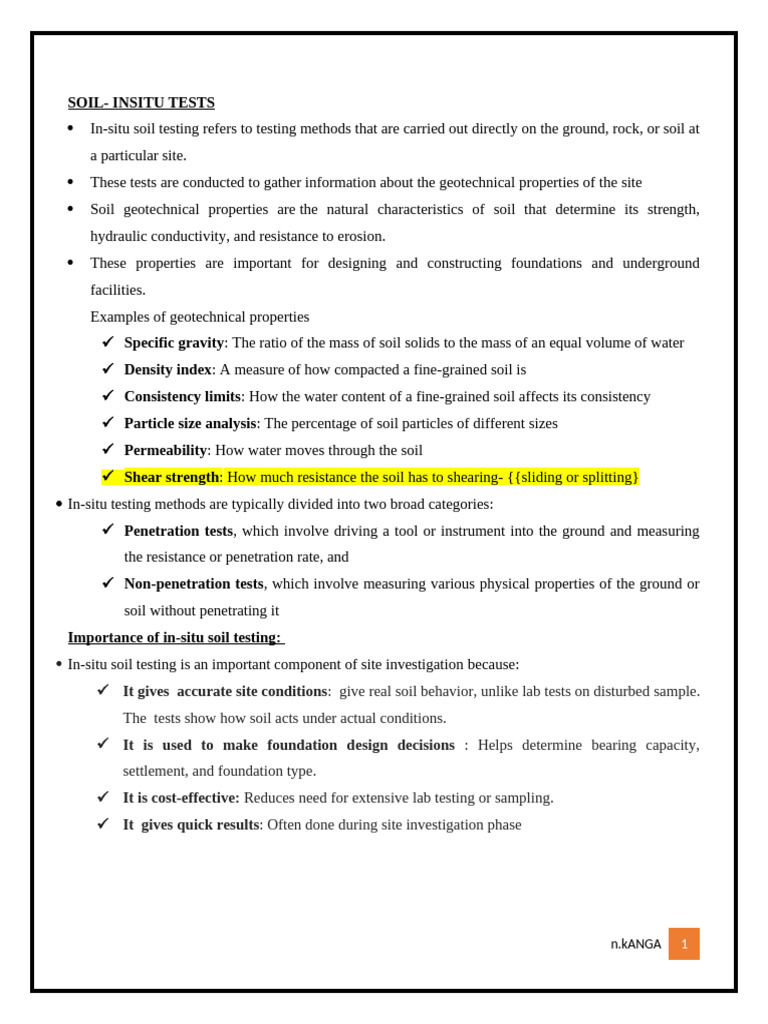 Ect 3352 Soil Insitu Testing | PDF | Geotechnical Engineering | Earth ...