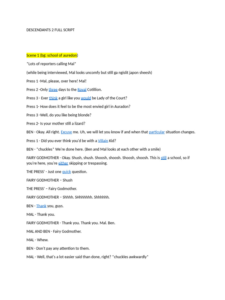 Descendants 2 Full Script | PDF