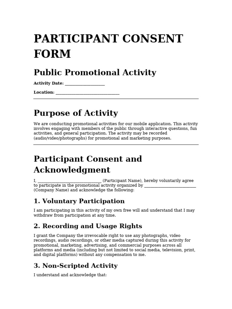 Participant Consent Form | PDF | Indemnity