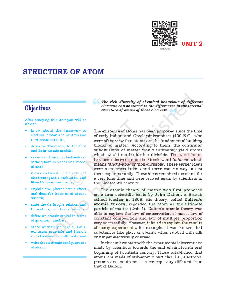 Structure of Atom | PDF | Atoms | Atomic Nucleus