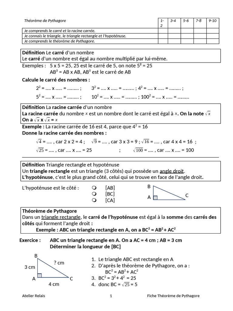 Fiche Pythagore | PDF | Triangle | Géométrie euclidienne