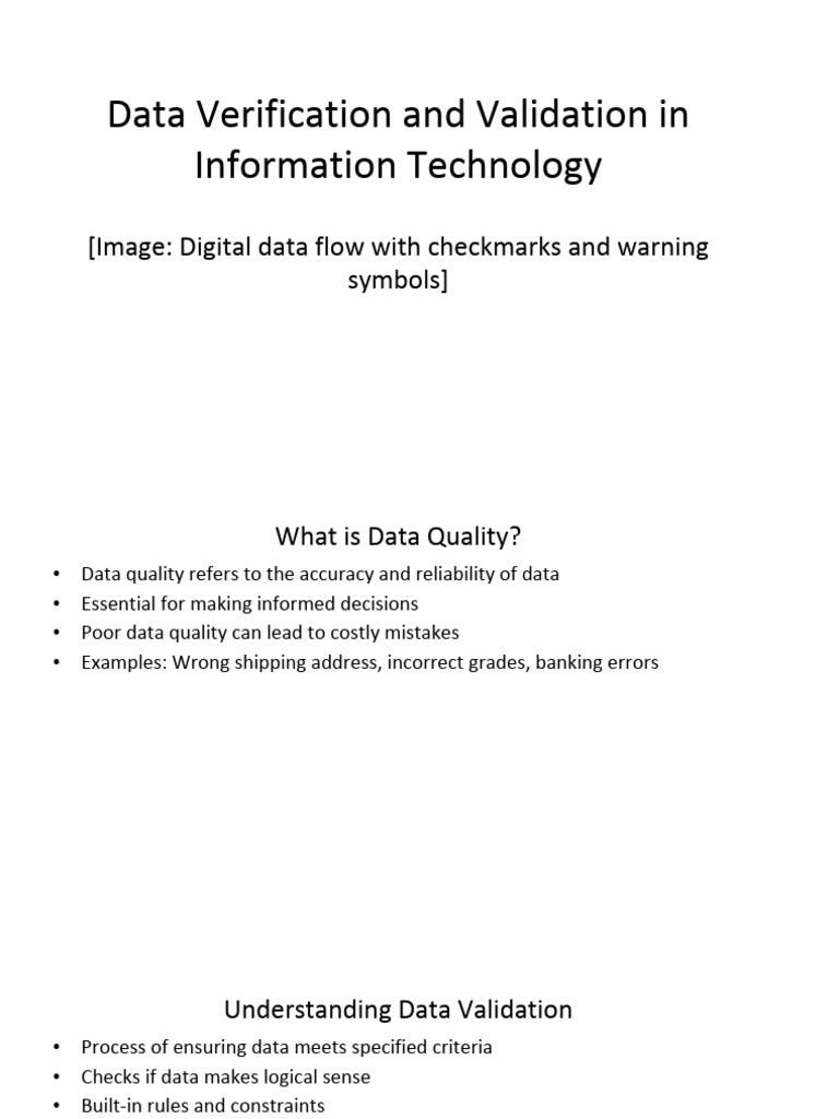 Data Verification and Validation in Information Technology | PDF | Data ...