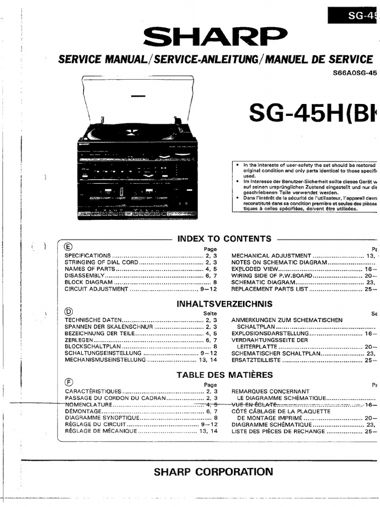 Sharp SG 45h | PDF