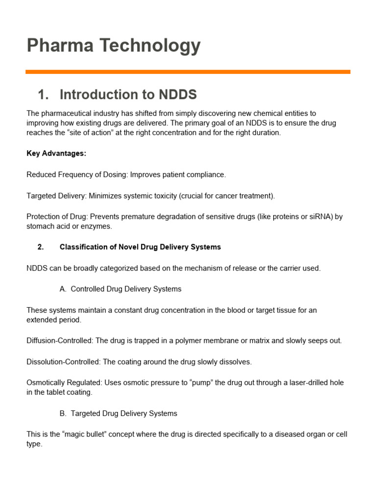 Pharma Technology: 1. Introduction To NDDS | PDF | Lipid Bilayer ...