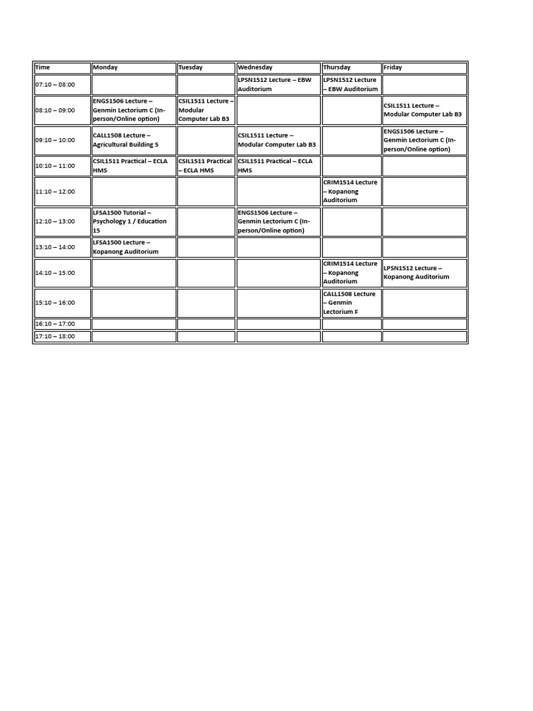 Time Table | PDF