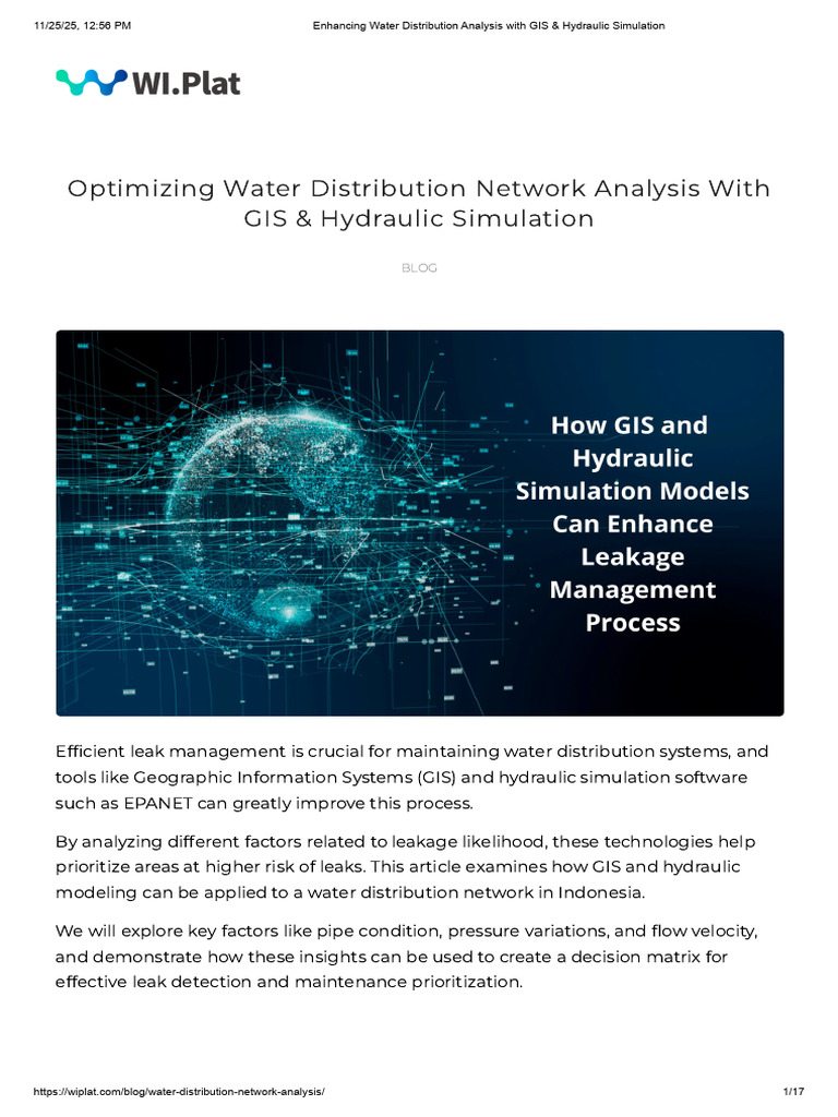 Enhancing Water Distribution Analysis With GIS & Hydraulic Simulation ...